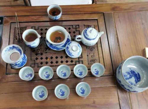 Click to view full screen Jingdezhen Chinesische Teeservice Gongfu Teeset Porzellan Blau und Weiß photo review