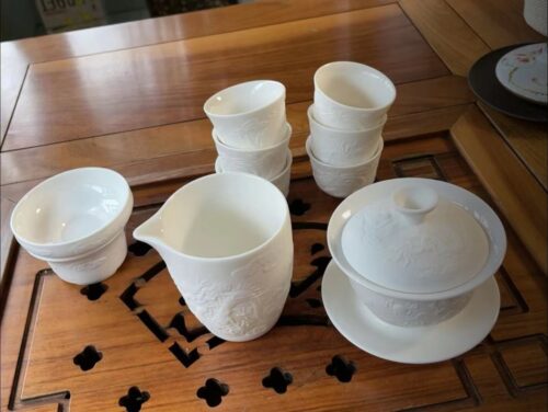Drachenrelief Chinesisches Teeservice Gongfu Teeset Porzellan photo review