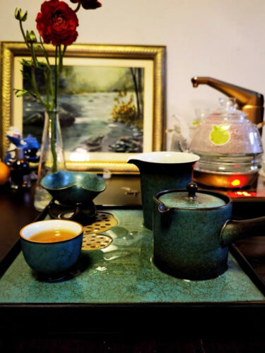 Click to view full screen Grüner Lotus Japanisches Teeservice Gongfu Teeset mit Tablett photo review
