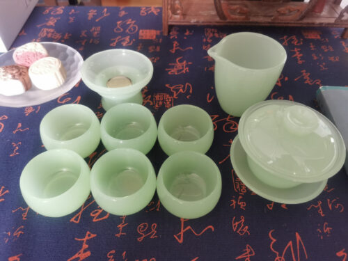 Click to view full screen Chinesisches Teeservice Gongfu Teeset Liuli Glas photo review