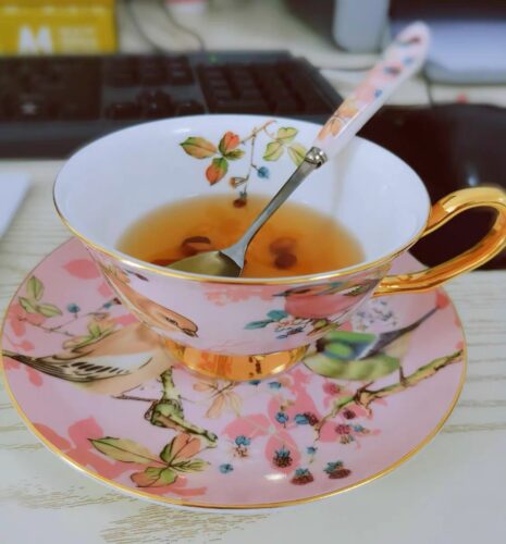 Pinkfarbener Vogel Teetasse und Untertasse-Set Knochenporzellan photo review