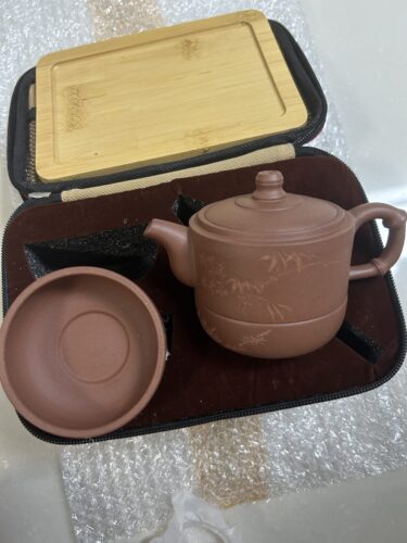 Authentisches Chinesisches Yixing Reise-Teeset für 2 photo review