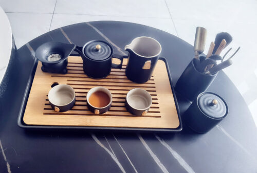 Click to view full screen Schwarzes Chinesisches Teeservice Kung Fu Teeset mit Tablett photo review