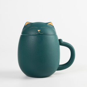 TC0PY001 1 Piece Green Katzen Teebecher mit Sieb und Deckel