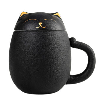 Katzen Teebecher mit Sieb und Deckel