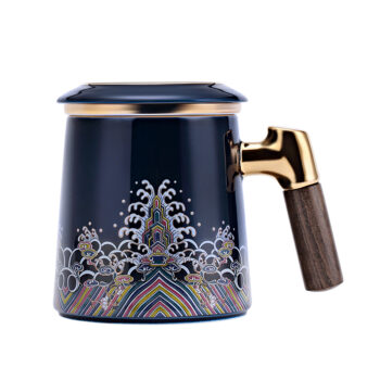 Wellen Teebecher mit Sieb und Deckel