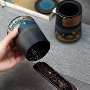 TS0GQ001 d2 Fisch Chinesisches Reise-Gongfu-Teeset kostenlos personalisiert