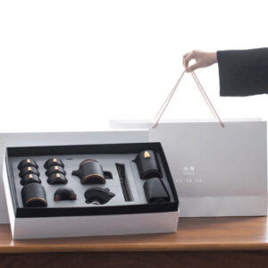 TS0SX029 8 Schwarzes Chinesisches Teeservice Kung Fu Teeset mit Tablett