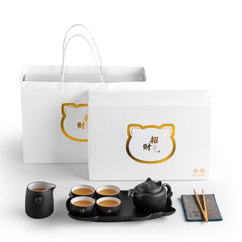 Katzen Chinesisches Teeservice Gongfu Teeset Keramik kostenlos personalisiert – Bild 6
