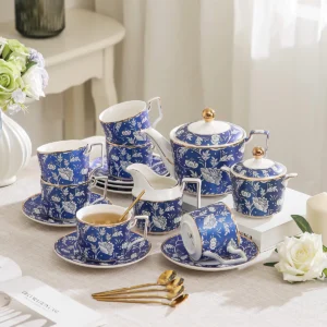 TSB02CC001 V1 Blühende Blumen Englisches Porzellan Teeservice