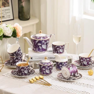 TSB02CC001 V2 Blühende Blumen Englisches Porzellan Teeservice