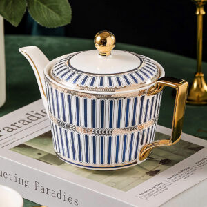 TSB02CC003 1 Klassisches Blau-Gestreiftes Englisches Teeservice aus Porzellan