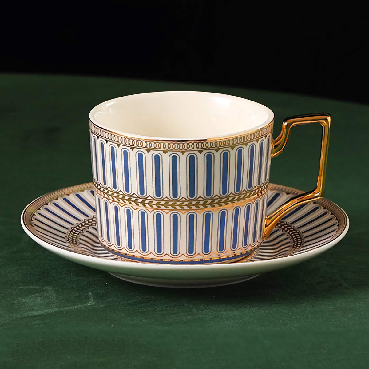 Klassisches Blau-Gestreiftes Englisches Teeservice aus Porzellan – Bild 8