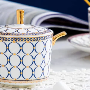 TSB02CC004 5 Klassisches Kreise-Punkte Teeservice aus Porzellan