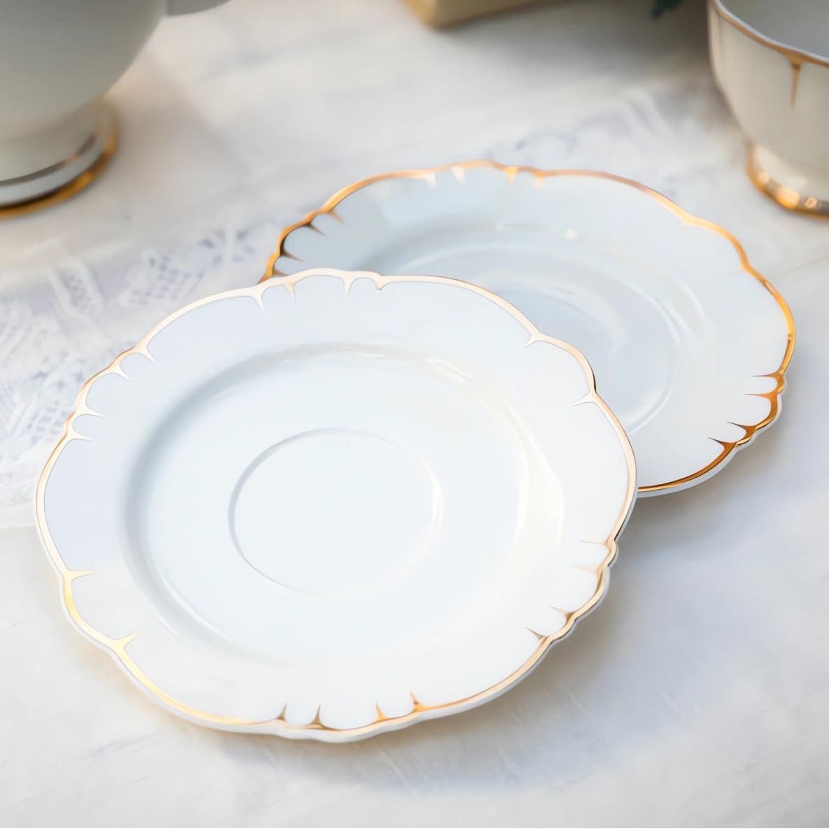 Weißes Europäisches Teeservice vollständiges Knochenporzellan Teeset – Bild 6