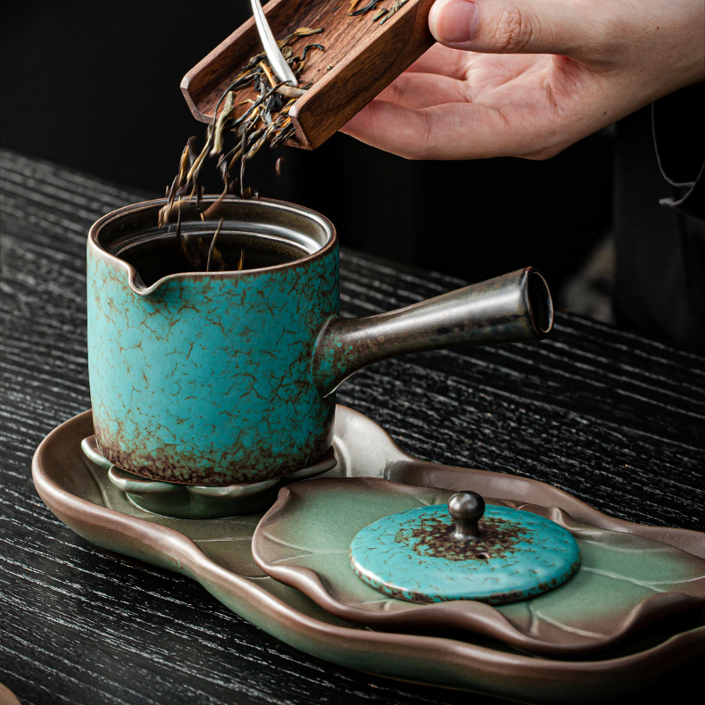 Grüner Lotus Japanisches Teeset für 2 mit Tablett – Bild 2