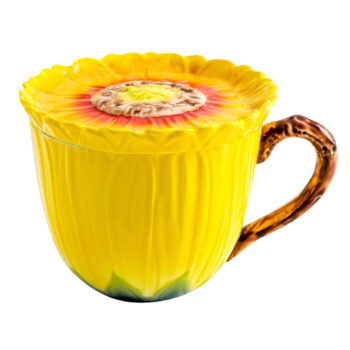 Sonnenblumen-Becher mit Deckel Keramik