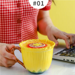 TSB10BB002 d1 Sonnenblumen-Becher mit Deckel Keramik