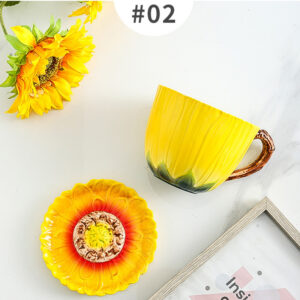 TSB10BB002 d2 Sonnenblumen-Becher mit Deckel Keramik