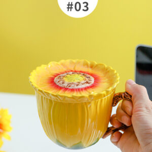 TSB10BB002 d3 Sonnenblumen-Becher mit Deckel Keramik