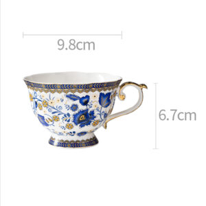 TSB11BB009 D2 Vintage Teetasse und Untertasse Set Porzellan Blau und Weiß