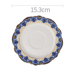 TSB11BB009 D3 Vintage Teetasse und Untertasse Set Porzellan Blau und Weiß