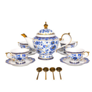 TSB11BB010 VBB 1 Blumen Europäisches Teeservice vollständiges Teeset Knochenporzellan