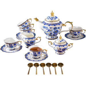 TSB11BB010 VBB 3 Blumen Europäisches Teeservice vollständiges Teeset Knochenporzellan
