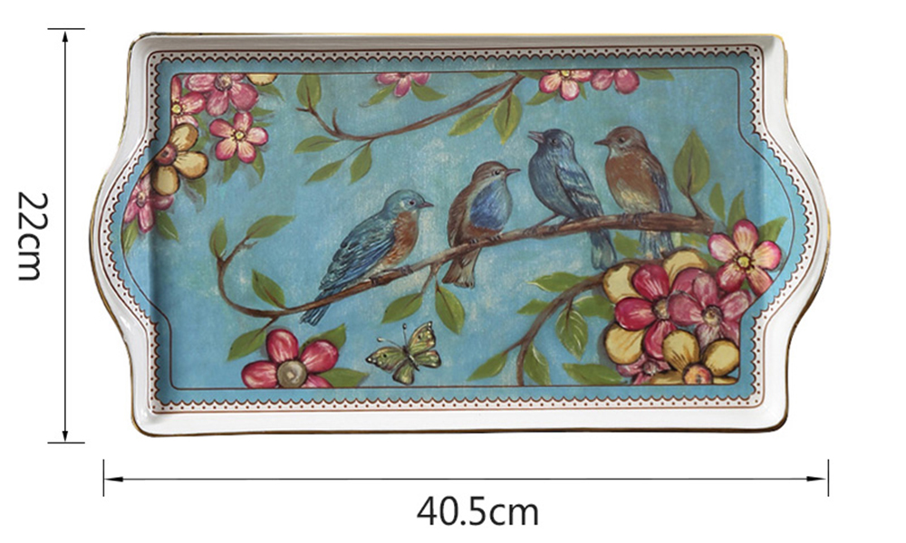 TSB12BB016 D3 Blauer Vogel Servier-Tablett Knochenporzellan