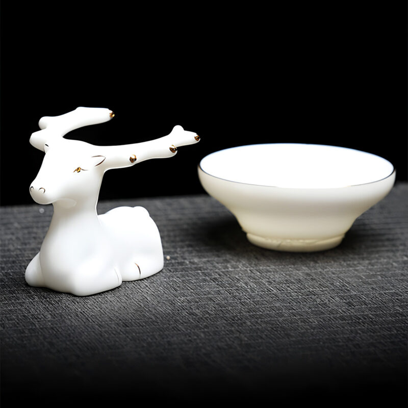 Kranich Chinesisches Teeservice Gaiwan Teeset Porzellan – Bild 8