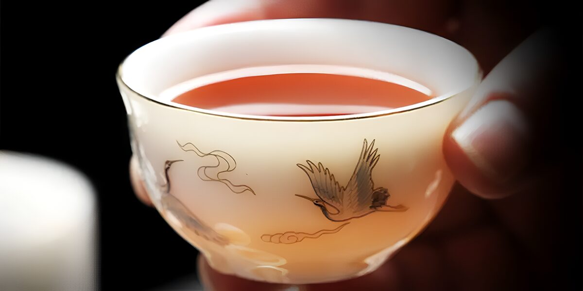 TSB13BB009 DD1 1 Kranich Chinesisches Teeservice Gaiwan Teeset Porzellan
