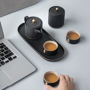 TSB16BB013 2 Schickes Chinesisches Gongfu Reise-Teeset Keramik