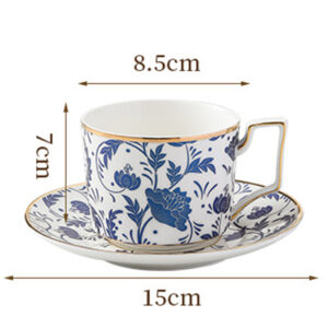 TSB16BB028 D4 Weiß und Blau Tasse und Untertasse Porzellan