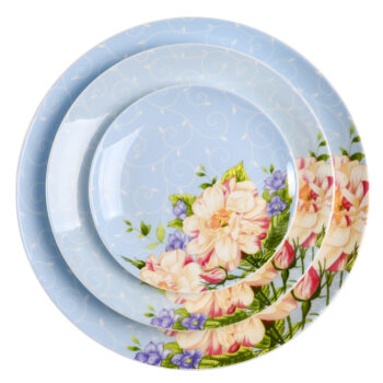 Blumen Beilagenteller-Set Knochenporzellan 3-teilig