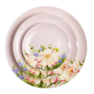 TSB17BB001 v2 Blumen Beilagenteller-Set Knochenporzellan 3-teilig