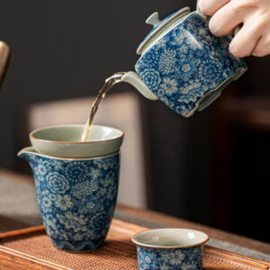 TSB17BB007 B3 Vintage Chinesisches Teeservice Gongfu Teeset Porzellan Blau und Weiß