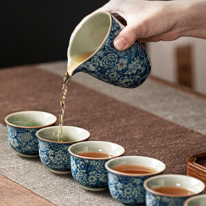 TSB17BB007 B5 Vintage Chinesisches Teeservice Gongfu Teeset Porzellan Blau und Weiß