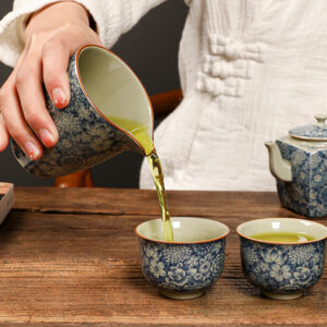 TSB17BB007 D10 Vintage Chinesisches Teeservice Gongfu Teeset Porzellan Blau und Weiß