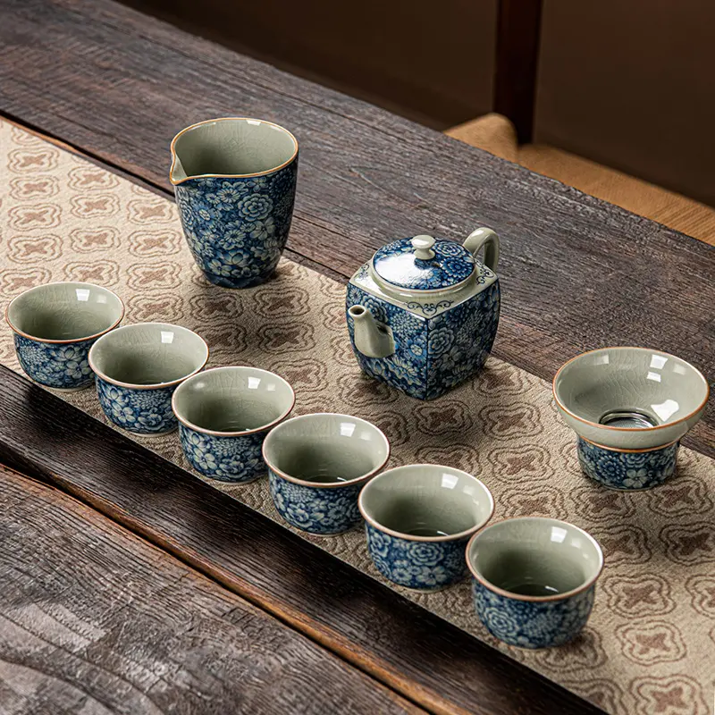 Vintage Chinesisches Teeservice Gongfu Teeset Porzellan Blau und Weiß