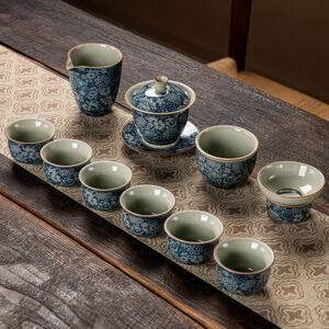 TSB17BB007 VV3 Vintage Chinesisches Teeservice Gongfu Teeset Porzellan Blau und Weiß