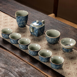 TSB17BB007 VV4 Vintage Chinesisches Teeservice Gongfu Teeset Porzellan Blau und Weiß