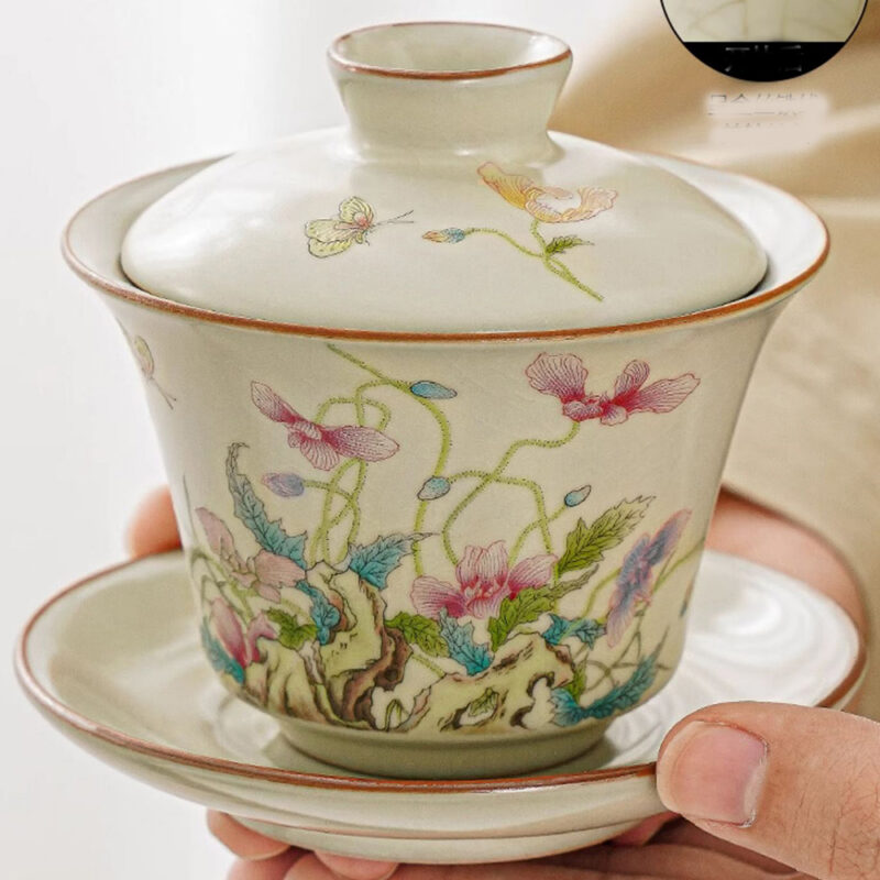 Blumen Chinesisches Teeservice Kung Fu Teeset Keramik – Bild 5