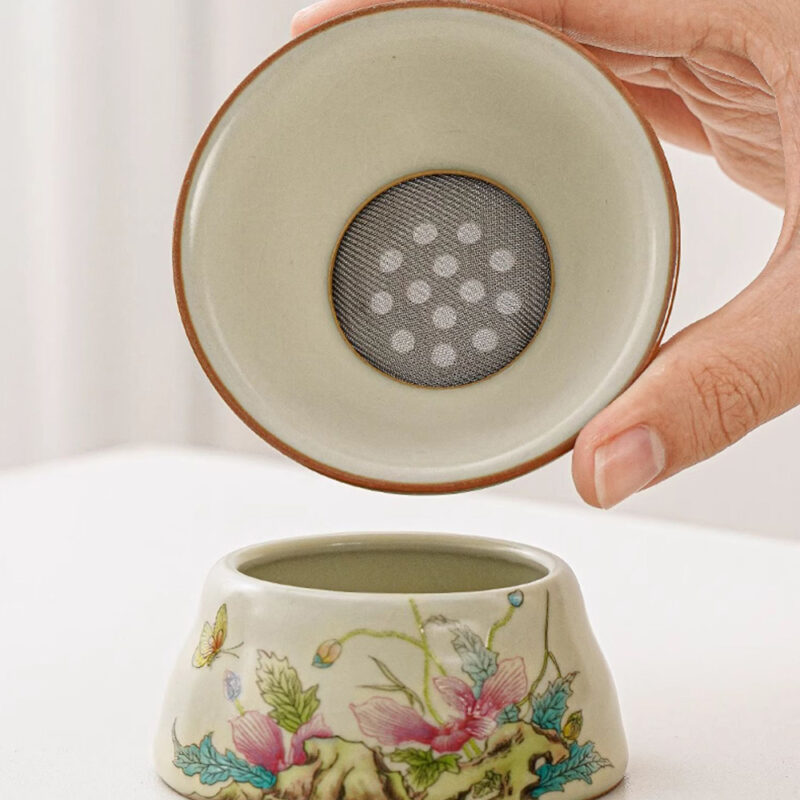 Blumen Chinesisches Teeservice Kung Fu Teeset Keramik – Bild 4