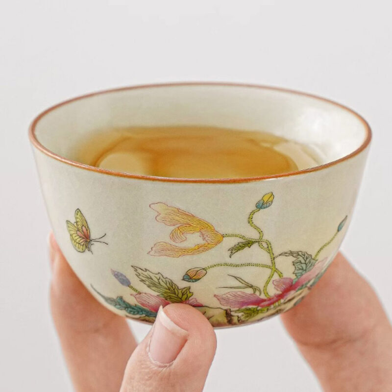Blumen Chinesisches Teeservice Kung Fu Teeset Keramik – Bild 3