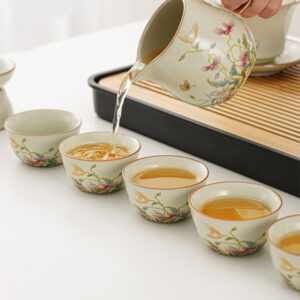 TSB17BB008 D3 Blumen Chinesisches Teeservice Kung Fu Teeset Keramik