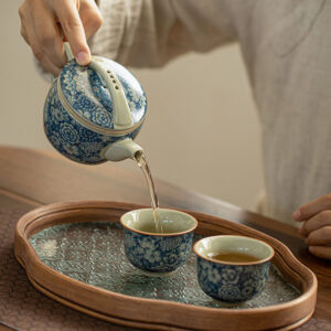 TSB17BB020 2 Blumen Chinesisches Teeservice Gongfu Teeset Blau und Weiß