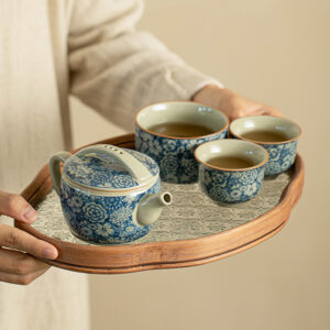 TSB17BB020 5 Blumen Chinesisches Teeservice Gongfu Teeset Blau und Weiß