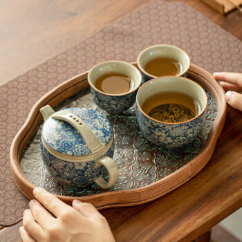 Blumen Chinesisches Teeservice Gongfu Teeset Blau und Weiß