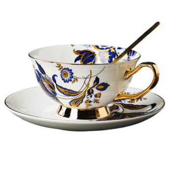 Blau Blumen Teetasse und Untertasse-Set Knochenporzellan