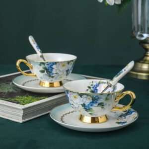 TSB18BB002 1 Violett Teetasse und Untertasse-Set Knochenporzellan